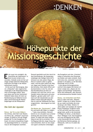 Perspektive 2011 09 hoehepunkte der missionsgeschichte