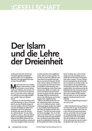 Perspektive 2013 10 der islam und die lehre der dreieinheit